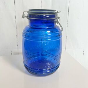 Vintage Uncle Ezra's Cracker Barrel style 2-quart cobalt blue glass jar